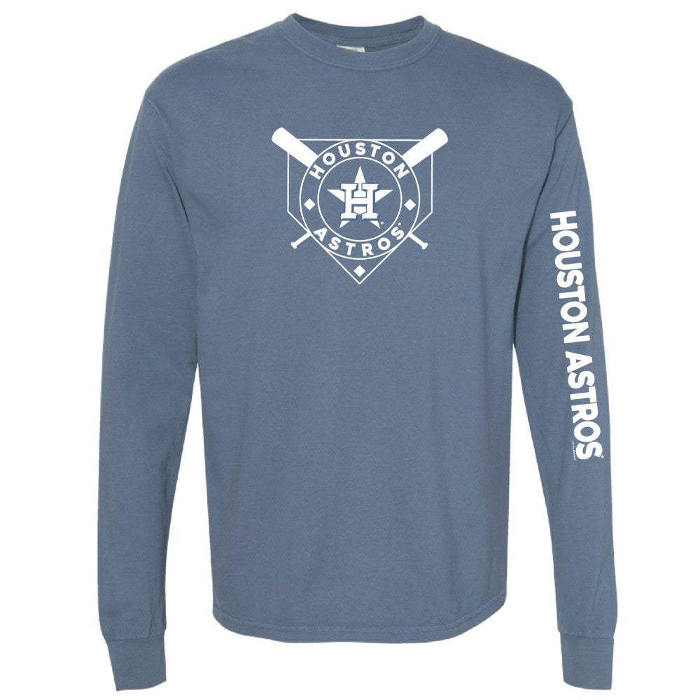 Houston Astros Soft as a Grape Women's Pigment Dye Long Sleeve T-Shirt - Navy