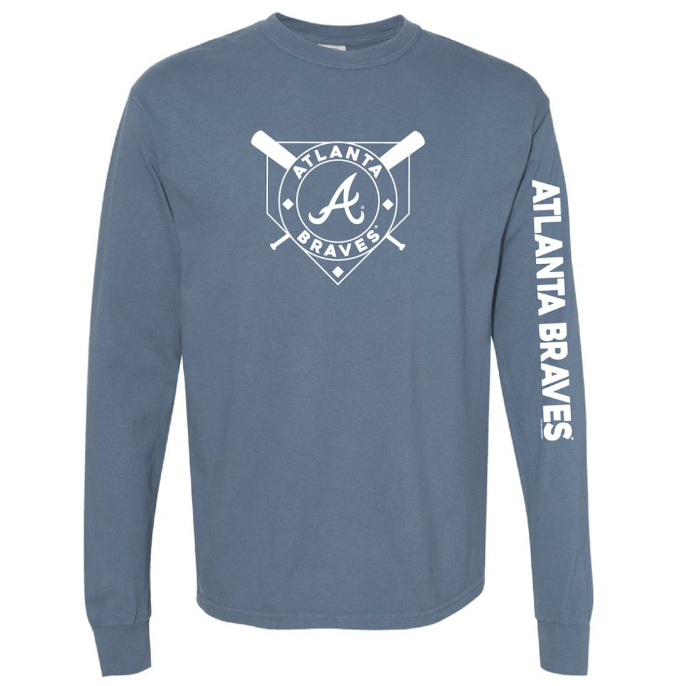Atlanta Braves Soft as a Grape Women's Pigment Dye Long Sleeve T-Shirt - Navy