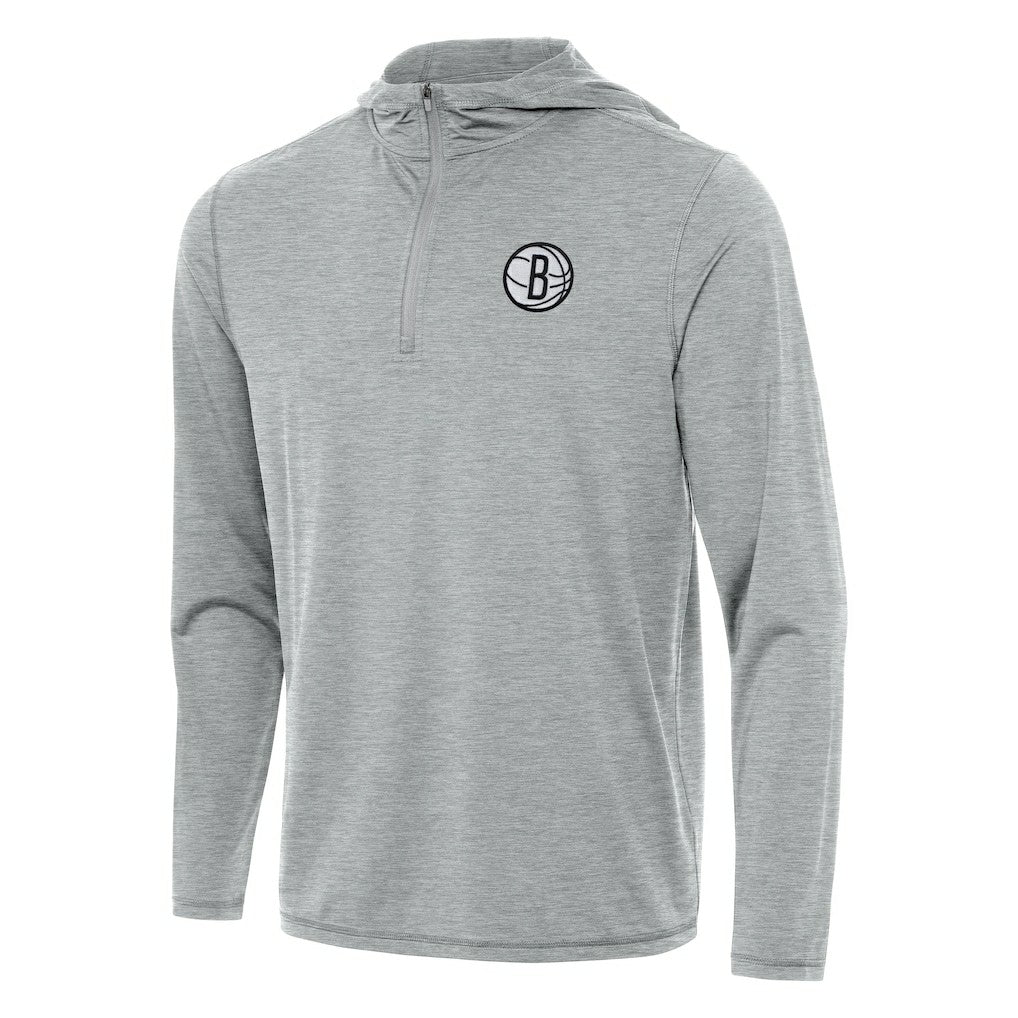 Brooklyn Nets Antigua Tidy Quarter-Zip Hoodie - Heather Gray on sale