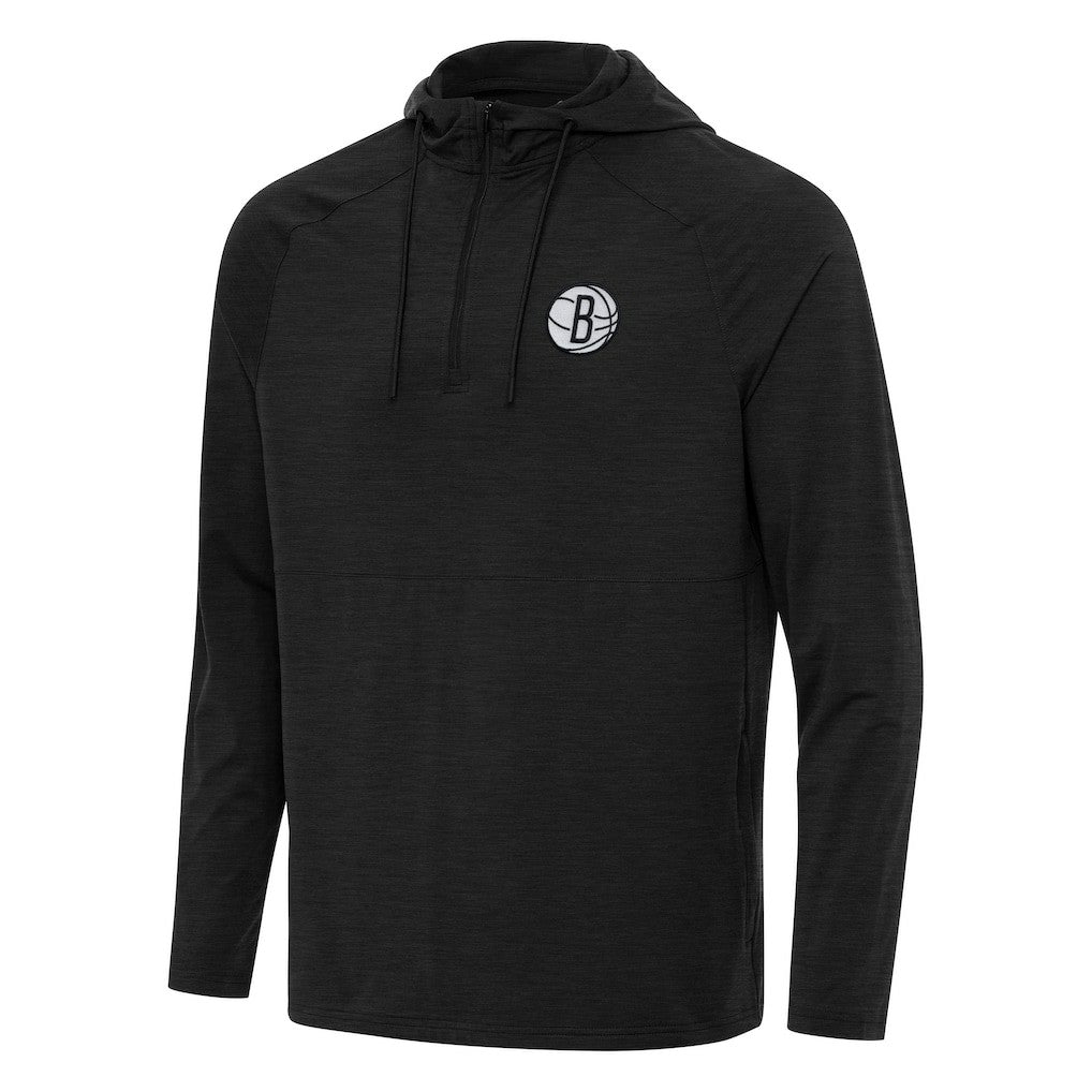 Brooklyn Nets Antigua Spikes Raglan Quarter-Zip Hoodie - Heather Black cheap