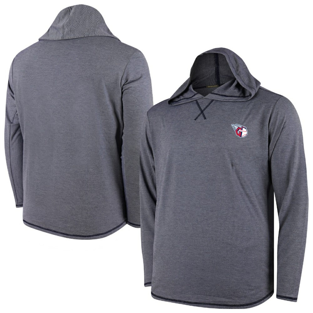 Cleveland Guardians Butter Stripe Tri-Blend Long Sleeve Hoodie T-Shirt - Navy