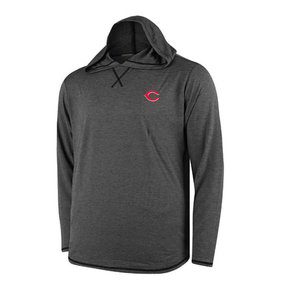 Cincinnati Reds Butter Stripe Tri-Blend Long Sleeve Hoodie T-Shirt - Black
