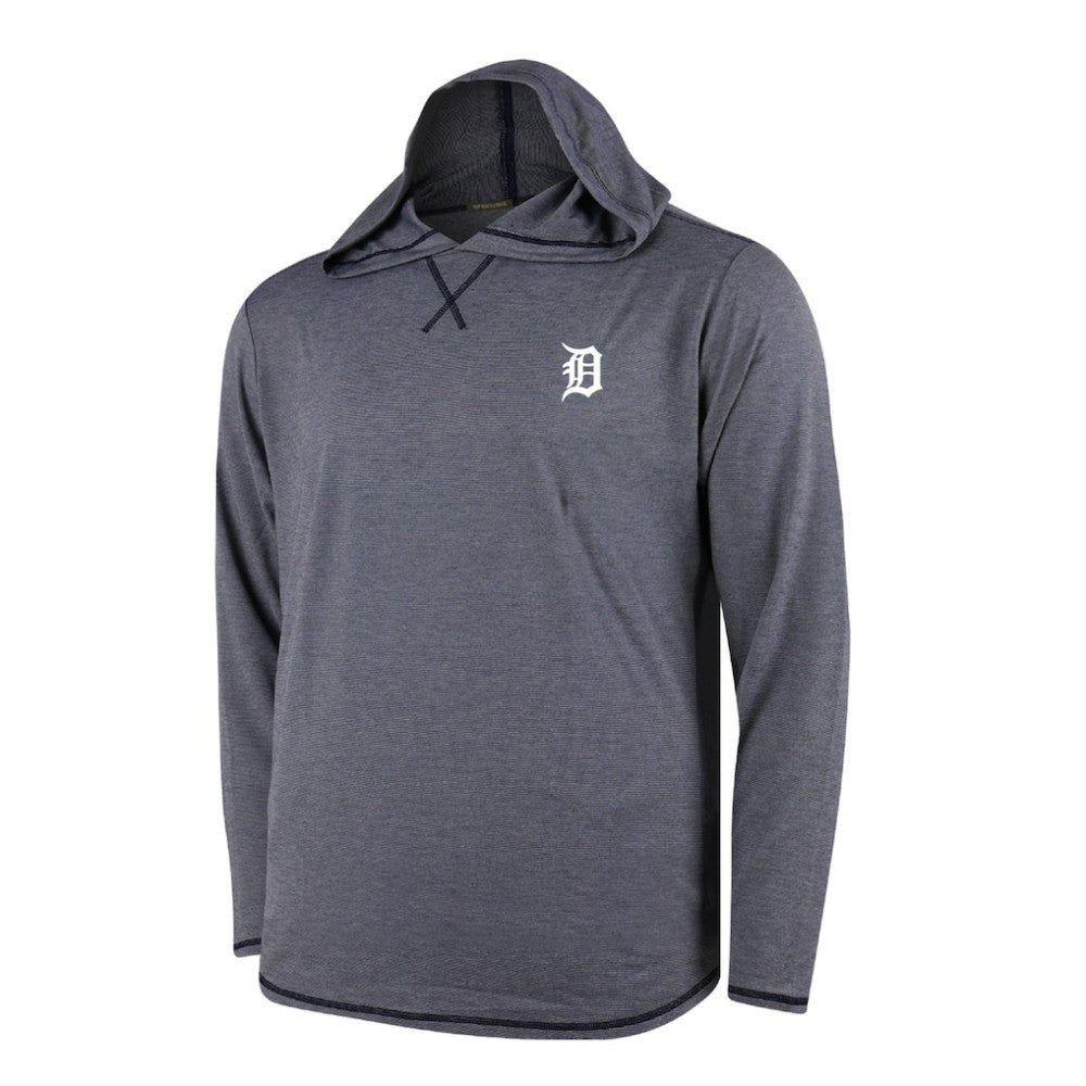 Detroit Tigers Butter Stripe Tri-Blend Long Sleeve Hoodie T-Shirt - Navy