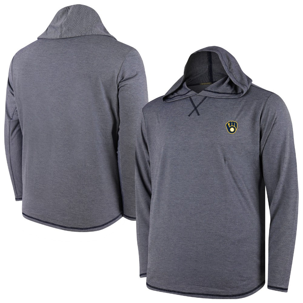 Milwaukee Brewers Butter Stripe Tri-Blend Long Sleeve Hoodie T-Shirt - Navy