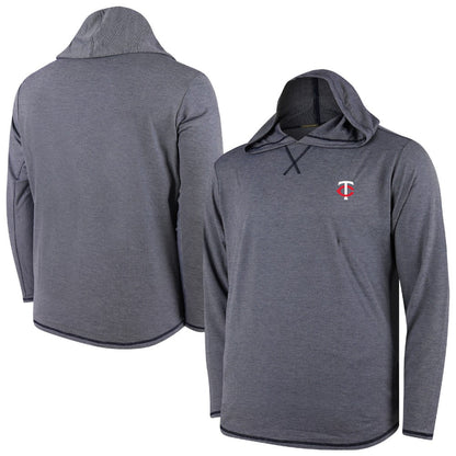Minnesota Twins Butter Stripe Tri-Blend Long Sleeve Hoodie T-Shirt - Navy