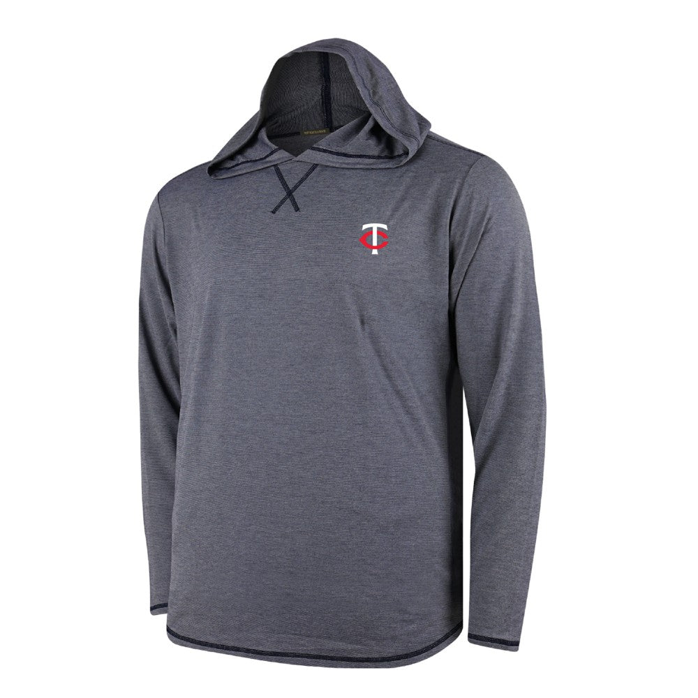 Minnesota Twins Butter Stripe Tri-Blend Long Sleeve Hoodie T-Shirt - Navy