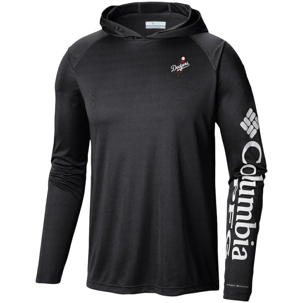 Los Angeles Dodgers Omni-Wick Terminal Tackle Raglan Long Sleeve Hoodie T-Shirt - Black | Columbia
