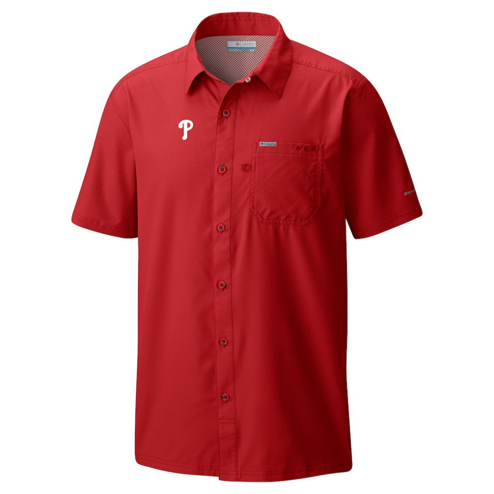 Philadelphia Phillies Slack Tide Omni-Wick Button-Up Camp Shirt - Red | Columbia