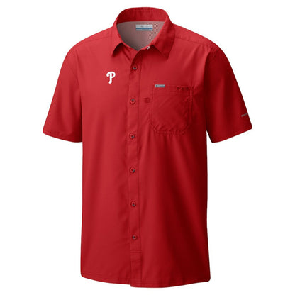 Philadelphia Phillies Slack Tide Omni-Wick Button-Up Camp Shirt - Red | Columbia