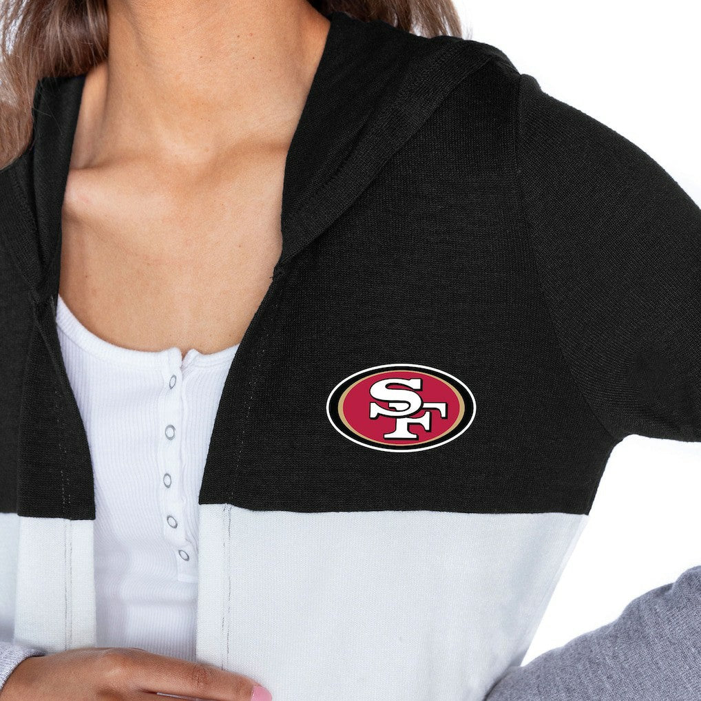 San Francisco 49ers Gameday Couture Women's Tri-Blend Color Block Lightweight Cardigan Hoodie - Black on sale