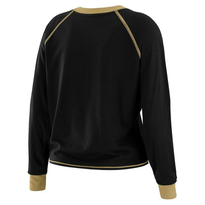 New Orleans Saints WEAR by Erin Andrews Women's Plus Size Tie-Front Long Sleeve Top - Black/Gold discount