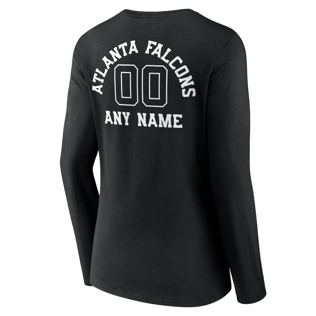 Atlanta Falcons Women's Personalized Name & Number Monochrome Long Sleeve V-Neck T-Shirt - Black for sale
