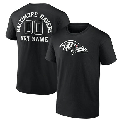Baltimore Ravens Personalized Name & Number Monochrome T-Shirt - Black cheap