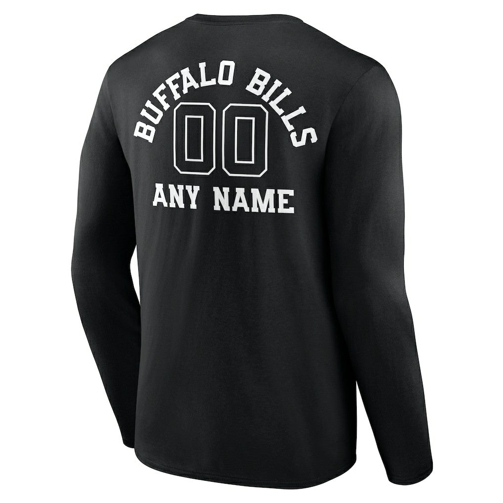 Buffalo Bills Personalized Name & Number Monochrome Long Sleeve T-Shirt - Black cheap