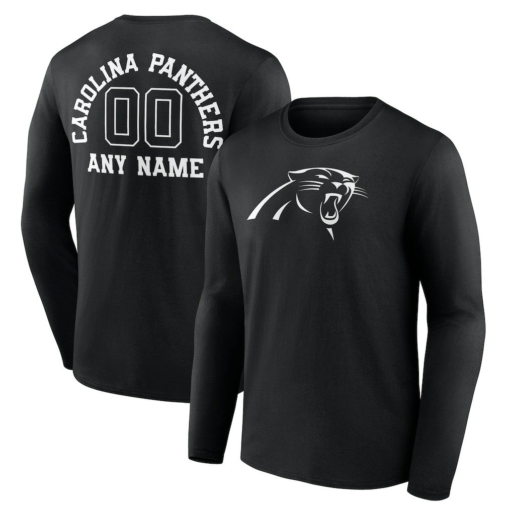 Carolina Panthers Personalized Name & Number Monochrome Long Sleeve T-Shirt - Black for sale