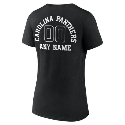 Carolina Panthers Women's Personalized Name & Number Monochrome V-Neck T-Shirt - Black outlet