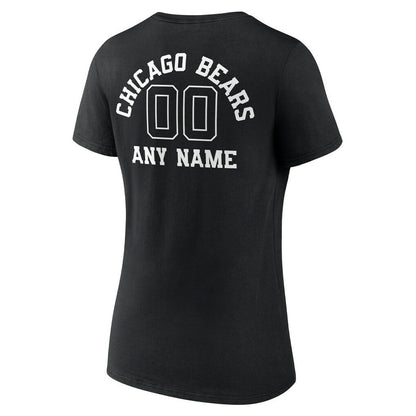 Chicago Bears Women's Personalized Name & Number Monochrome V-Neck T-Shirt - Black discount
