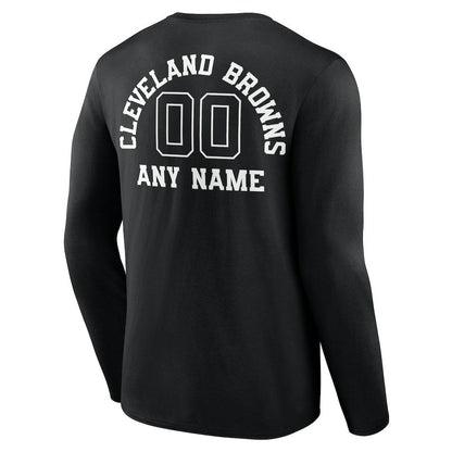 Cleveland Browns Personalized Name & Number Monochrome Long Sleeve T-Shirt - Black cheap