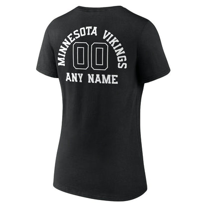 Minnesota Vikings Women's Personalized Name & Number Monochrome V-Neck T-Shirt - Black online