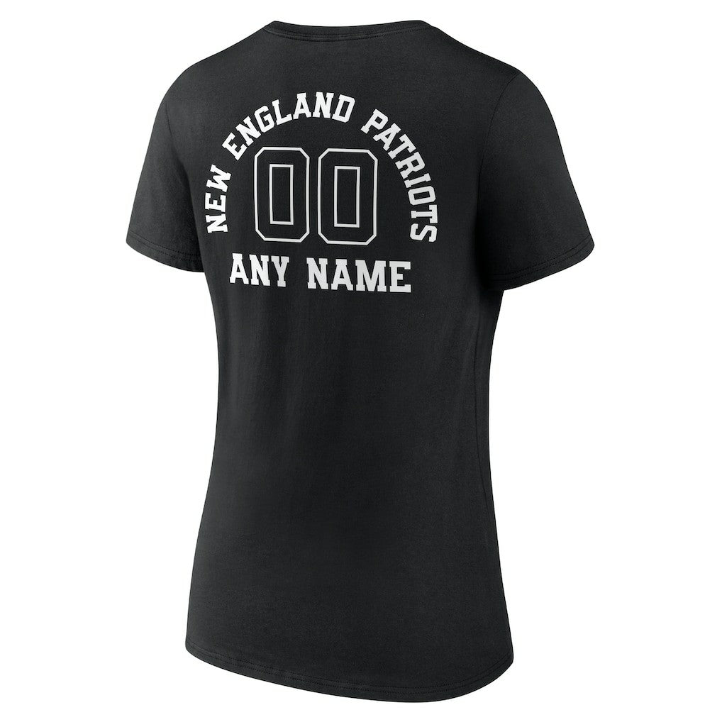 New England Patriots Women's Personalized Name & Number Monochrome V-Neck T-Shirt - Black sale