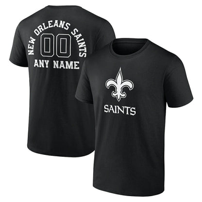 New Orleans Saints Personalized Name & Number Monochrome T-Shirt - Black online