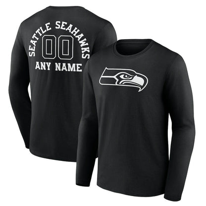 Seattle Seahawks Personalized Name & Number Monochrome Long Sleeve T-Shirt - Black online