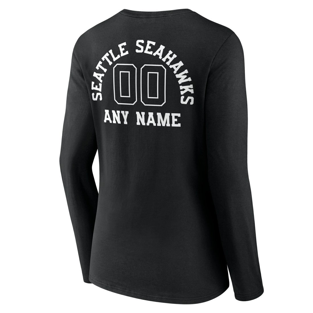 Seattle Seahawks Women's Personalized Name & Number Monochrome Long Sleeve V-Neck T-Shirt - Black on sale
