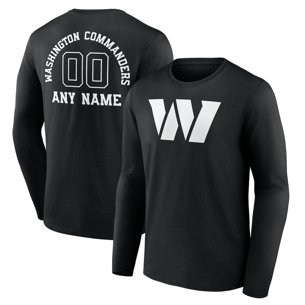 Washington Commanders Personalized Name & Number Monochrome Long Sleeve T-Shirt - Black discount