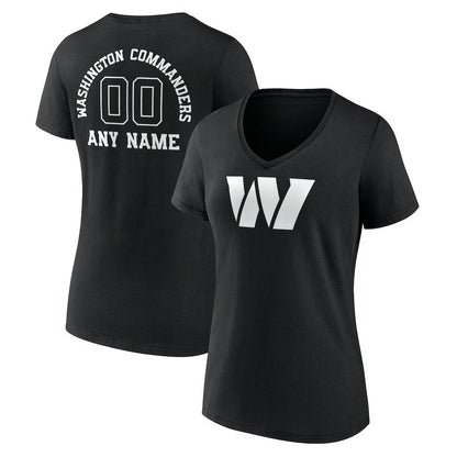 Washington Commanders Women's Personalized Name & Number Monochrome V-Neck T-Shirt - Black outlet