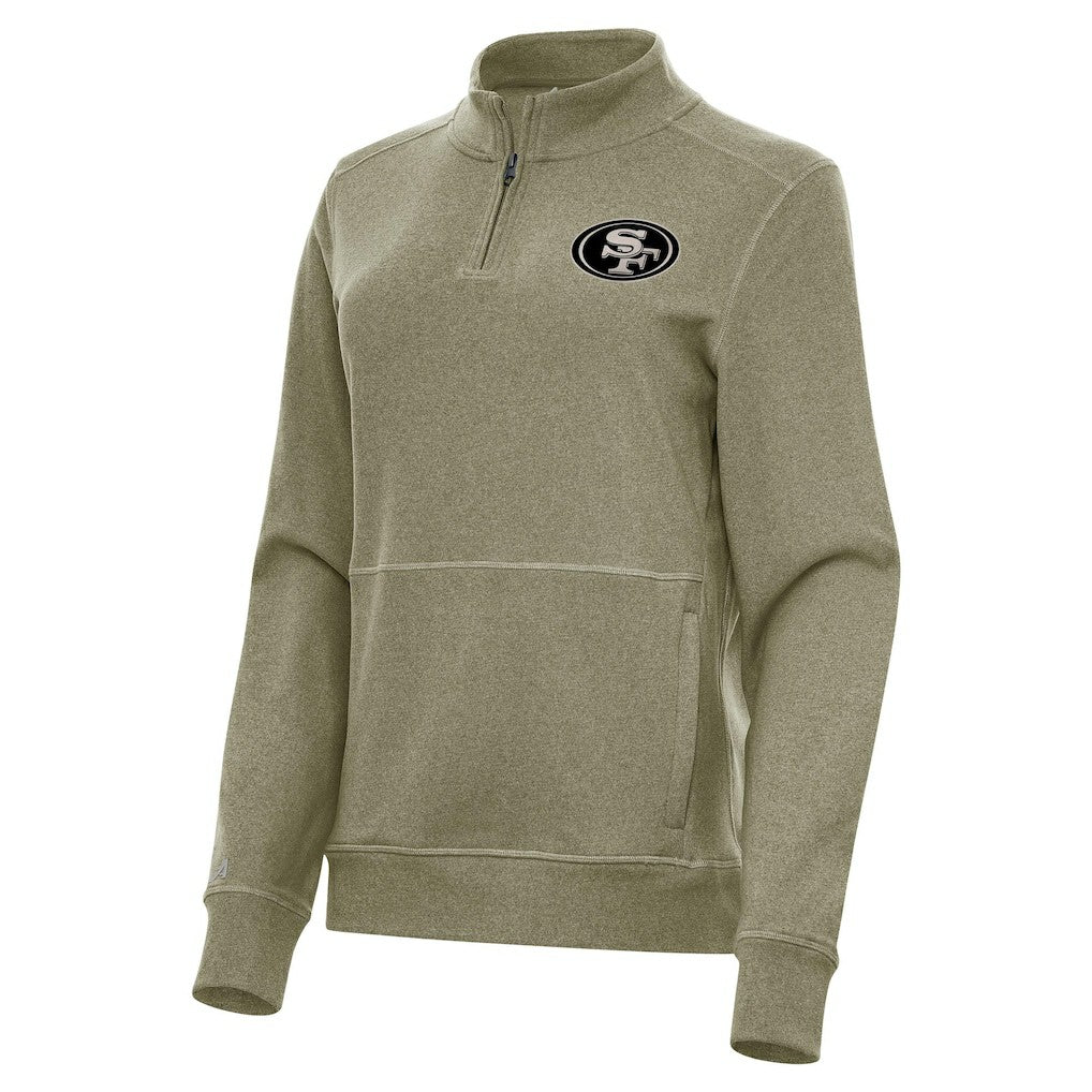 San Francisco 49ers Antigua Women's Crush Quarter-Zip Top - Olive discount