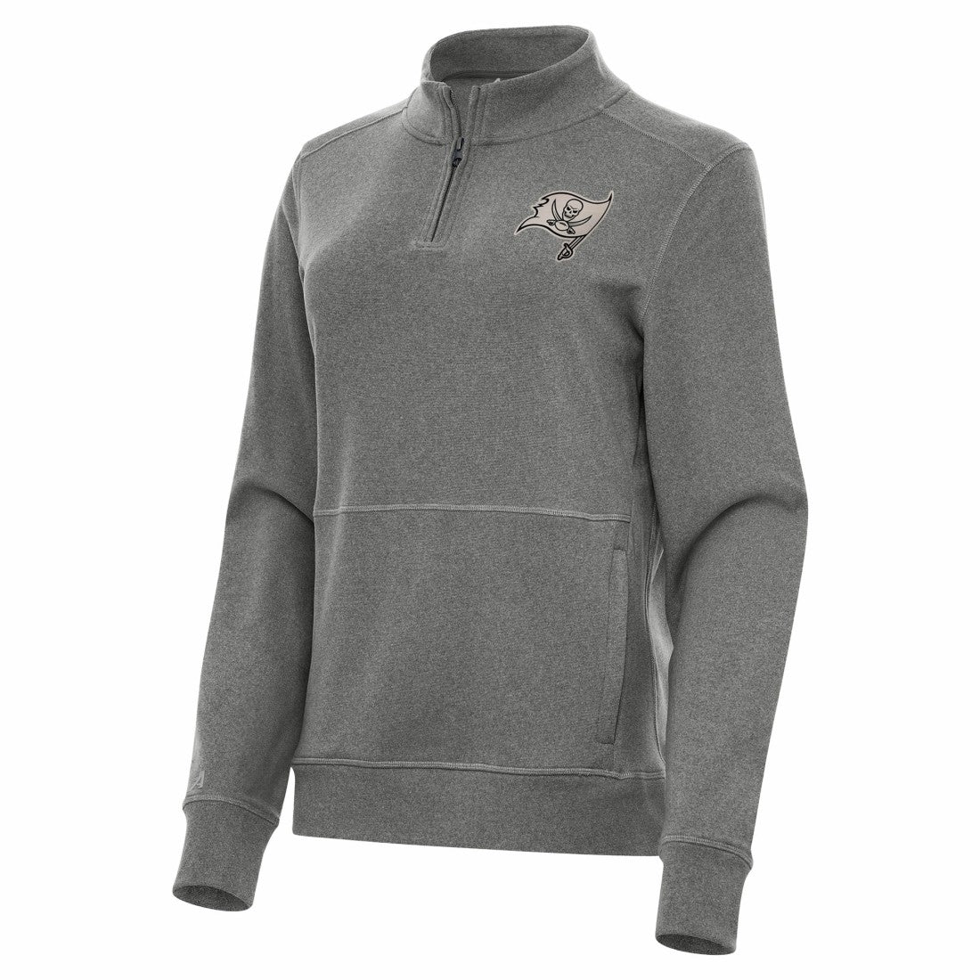 Tampa Bay Buccaneers Antigua Women's Crush Quarter-Zip Top - Heather Black discount