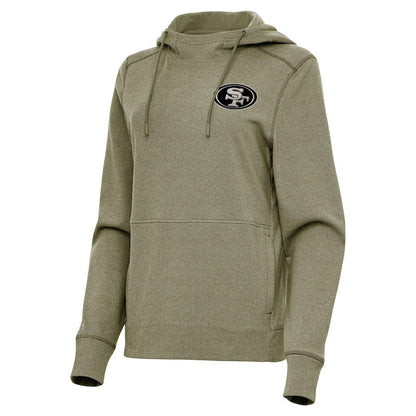 San Francisco 49ers Antigua Women's Justice Pullover Hoodie - Olive outlet
