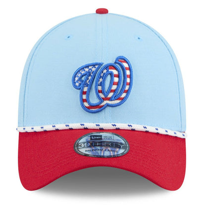 Washington Nationals 2025 Fourth of July 39THIRTY Flex Hat - Light Blue/Red | New Era