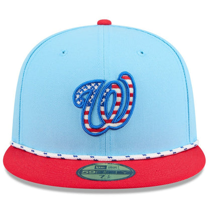 Washington Nationals 2025 Fourth of July 59FIFTY Fitted Hat - Light Blue/Red | New Era