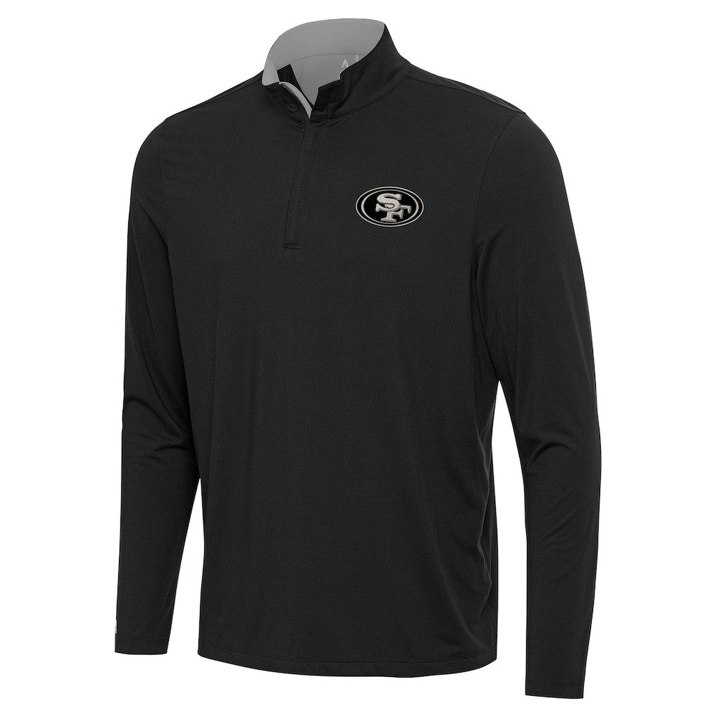 San Francisco 49ers Antigua Content Quarter-Zip Pullover Top - Black on sale