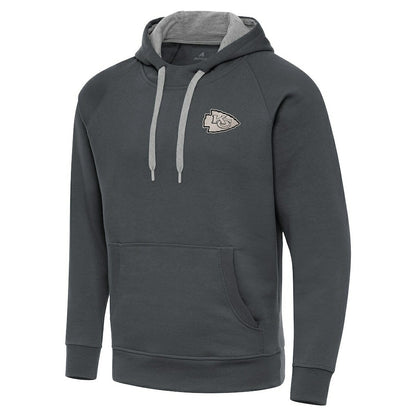 Kansas City Chiefs Antigua Brushed Carbon Victory Pullover Hoodie - Charcoal sale