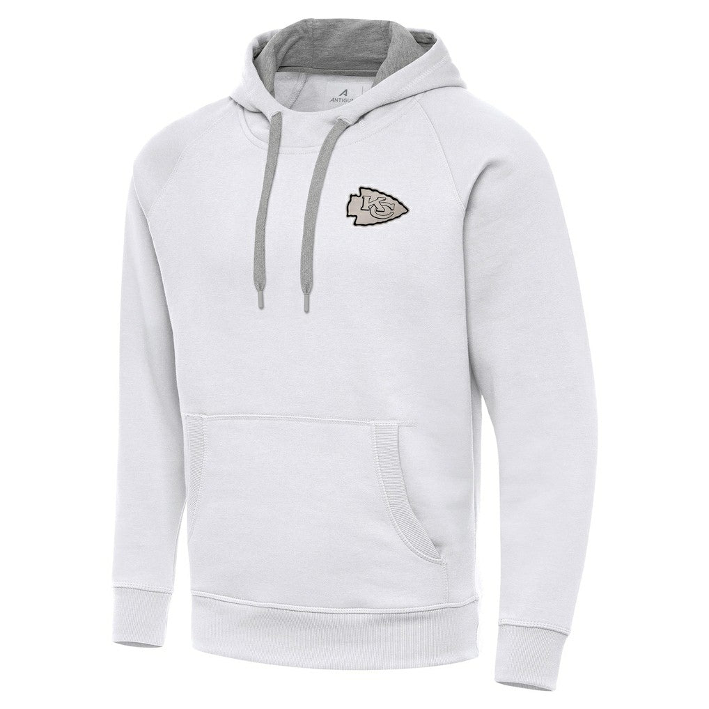 Kansas City Chiefs Antigua Brushed Carbon Victory Pullover Hoodie - White for sale