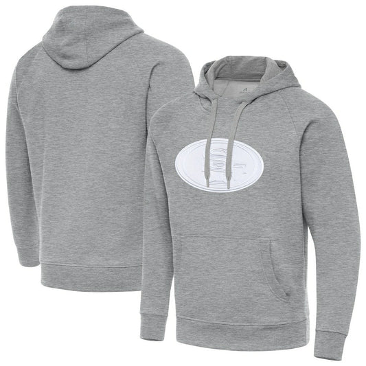 San Francisco 49ers Antigua Victory Pullover Hoodie - Heather Gray discount