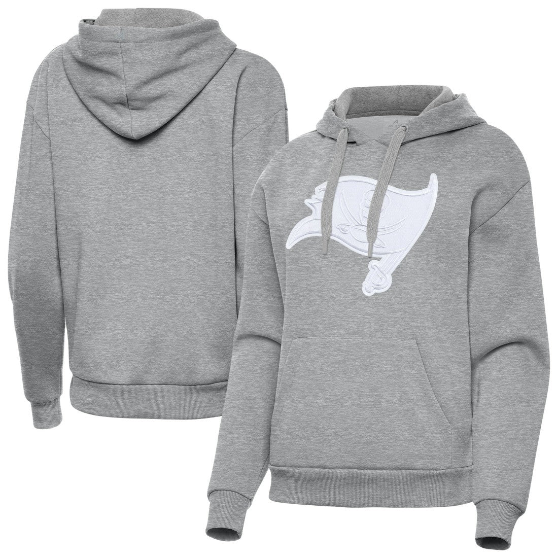 Tampa Bay Buccaneers Antigua Women's Victory Pullover Hoodie - Heather Gray discount