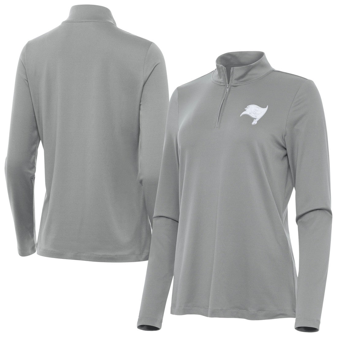 Tampa Bay Buccaneers Antigua Women's Reprocess Quarter-Zip Top - Gray discount