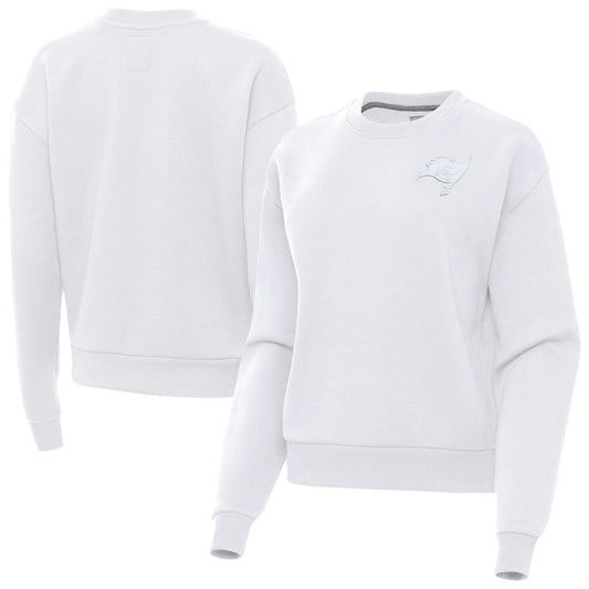 Tampa Bay Buccaneers Antigua Women's Victory Crew Pullover Sweatshirt - White outlet