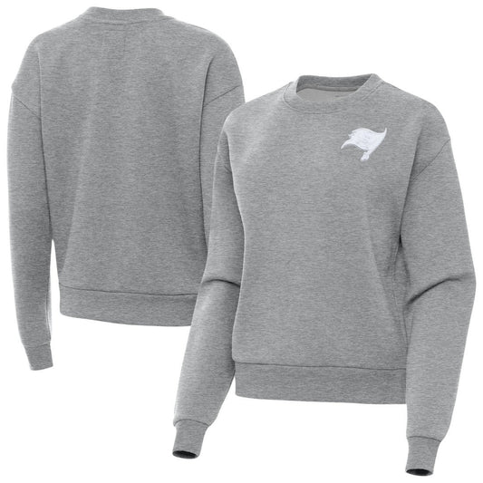 Tampa Bay Buccaneers Antigua Women's Victory Crew Pullover Sweatshirt - Heather Gray online