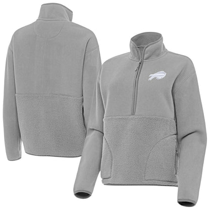 Buffalo Bills Antigua Women's Figure Half-Zip Sweatshirt - Gray discount