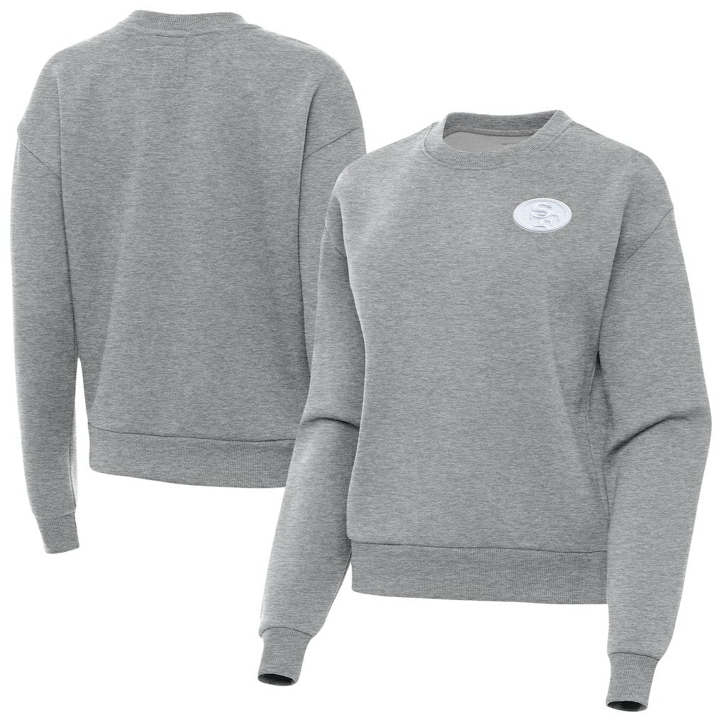San Francisco 49ers Antigua Women's Victory Crew Pullover Sweatshirt - Heather Gray online