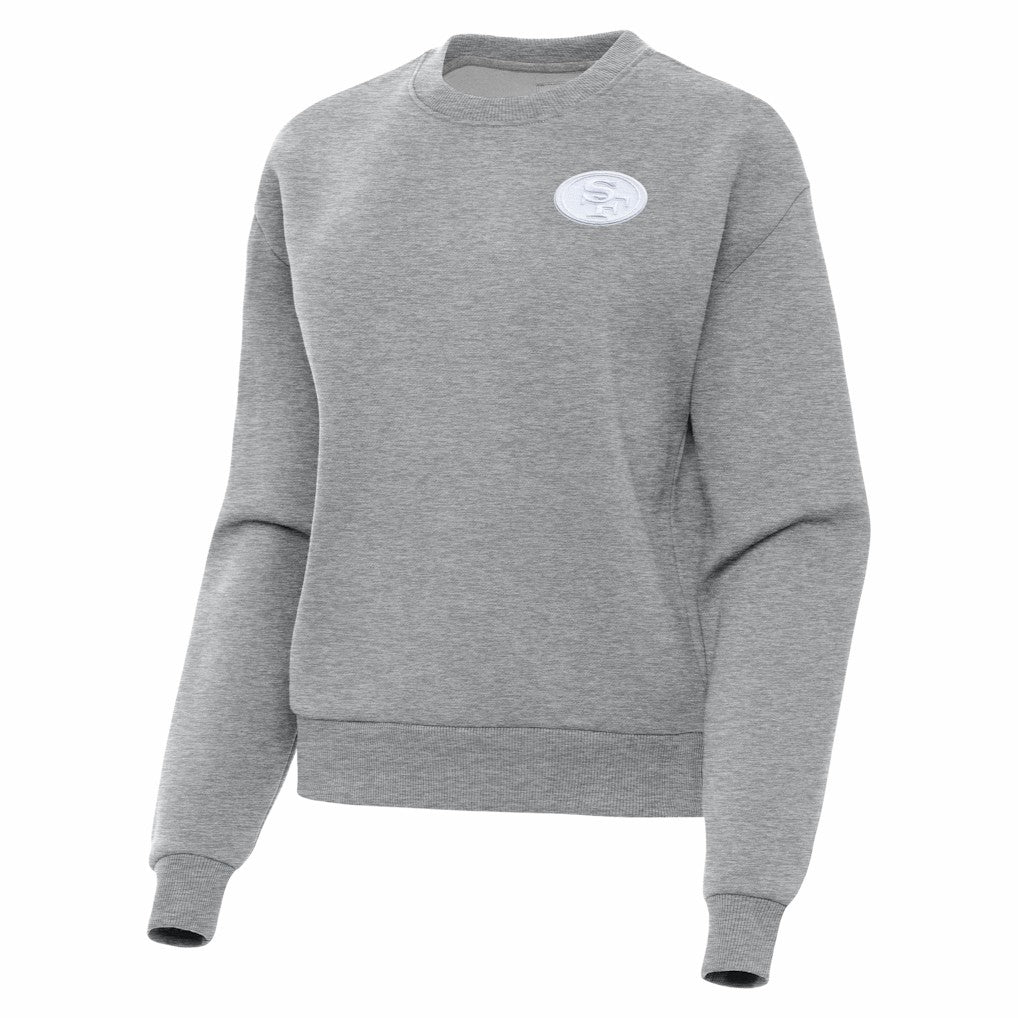 San Francisco 49ers Antigua Women's Victory Crew Pullover Sweatshirt - Heather Gray online