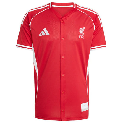 Liverpool Full-Button Baseball Jersey - Red | Adidas for sale