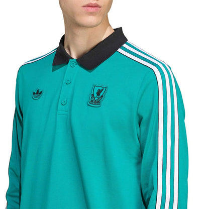 Liverpool Terrace Icons Long Sleeve Polo - Green | Adidas on sale