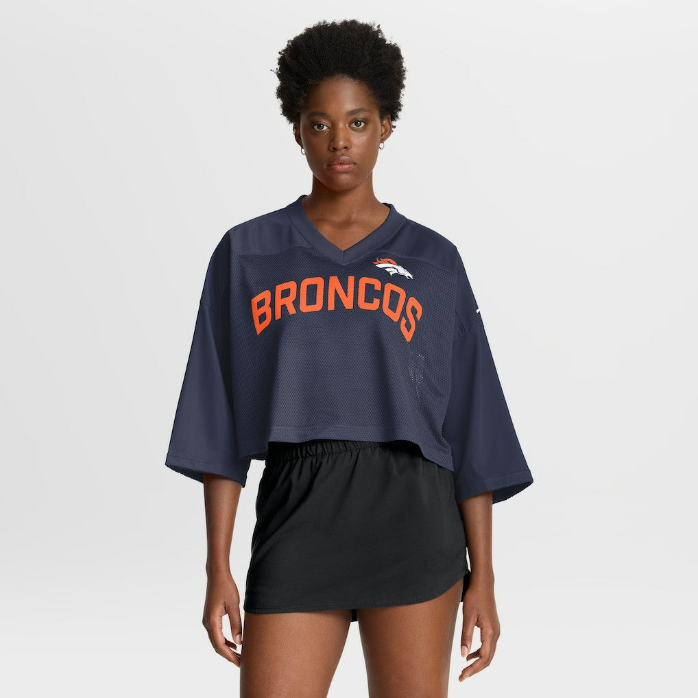 Denver Broncos Women's Primetime Cropped Mesh Dri-FIT Fashion Jersey - Navy | Nike on sale