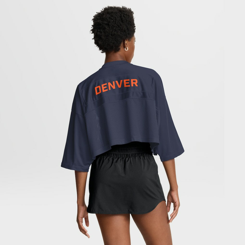 Denver Broncos Women's Primetime Cropped Mesh Dri-FIT Fashion Jersey - Navy | Nike on sale