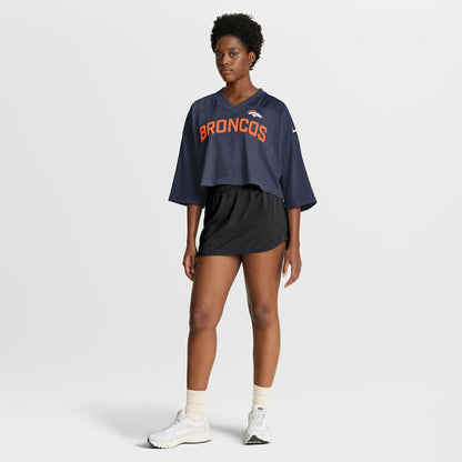 Denver Broncos Women's Primetime Cropped Mesh Dri-FIT Fashion Jersey - Navy | Nike on sale
